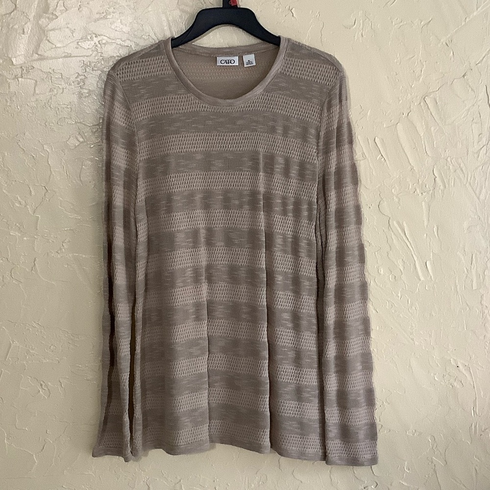 Cato Taupe Striped Knit Sweater